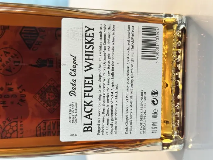 Achteretiket Black Fuel Whiskey